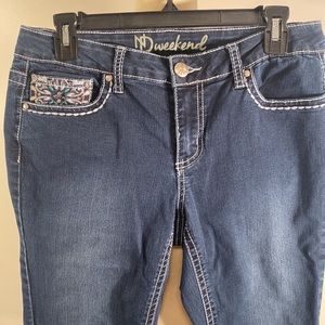 ND weekend embroidered dark denim jeans